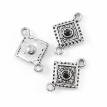 Коннектор-Сеттинг Ромб, под Стразы, 2 отверстия, Бижутерный сплав, Античное Серебро, 21х15х2мм, Отверстие 2мм, Под Стразы 3мм. (УТ000006723)
