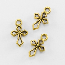 Кулон Крест, Металл, Цвет: Античное Золото, Размер: 16.5х11х3.5мм, Отверстие 1.5мм, (УТ000006818)