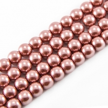 Жемчуг Бусины Стекло 8мм, Глянцевые, Круглые, Цвет: Индийский Красный, Диаметр: 8мм, Отв-тие 1мм, около 110шт/88см/нить, (УТ000006821)