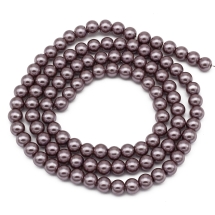 Жемчуг Бусины Стекло 8мм, Глянцевые, Круглые, Цвет: Фиолетовый, Диаметр: 8мм, Отв-тие 1мм, около 110шт/88см/нить, (УТ000006822)