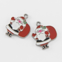 Кулон Дед Мороз Металл, Эмалированный, Цвет: Красный, Размер: 28х23х3мм, Отверстие 3мм, (УТ000006856)