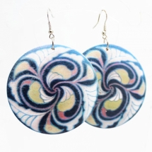 Серьги Деревянные, Круглые, Цвет: Голубой, Размер: Диаметр 78мм, Толщина 5мм, (УТ000007047)