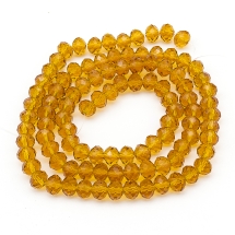 Бусины Австрийский Хрусталь, Имитация, Стекло Граненые, Прозрачные, Рондель, Золотистый, 6х4мм, Отв-тие: 1мм, около 92шт/36см/нить (УТ000007065)