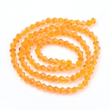 Бусины Австрийский Хрусталь, Имитация, Стекло, Граненые Биконус, Оранжевый, 4х4мм, Отв-тие: 1мм, около 80шт/30см/нить, (УТ000007069)