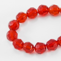 Намистини скляні круглі, прозорі, горіння, Колір: Червоний, Діаметр: 8 мм, Отвір 1мм, близько 43шт / 35см / нитка, (УТ000007093)