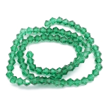 Бусины Гальваника Стекло АВ-Цвет, Граненые, Биконус, Зеленый морской, 4х4мм, Отв-тие: 1мм, около 80шт/30см/нить, (УТ000007105)