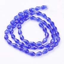 Бусины Стекло Капля, Прозрачные, Граненые, Синий, 11х8мм, Отв-тие: 1мм, около 57шт/67см/нить, (УТ000007124)