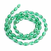 Бусины Стекло Капля, Прозрачные, Граненые, Зеленый морской, 11х8мм, Отв. 1мм, около 57шт/67см/нить, (УТ000007128)