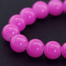 Бусины Стеклянные Окрашенные, "Желейный" Стиль, круглые, Цвет: Розовый, Диаметр: 6мм, Отв-тие 1мм, около 136шт/82см/нить, (УТ000007243)