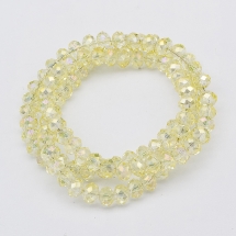 Бусины Гальваника Стекло АВ-Цвет, Граненые, Рондель, Цвет: Желто-бежевый, Размер: 6х4мм, Отв-тие: 1мм, около 100шт/46см/нить, (УТ000007286)