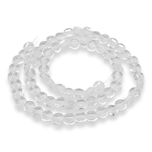 Бусины стеклянные круглые плоские, прозрачные, граненые, Цвет: Бесцветный, Размер: 6х4мм, Отв-тие: 1мм, около 72шт/30см/нить, (УТ000007345)