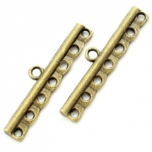 Коннектор Прямоугольный Бижутерный сплав, 8 отверстий, Цвет: Бронза, Размер: 10х39х3мм, Отверстие 2.5мм, (УТ000007484)