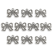 Коннектор Бантик Бижутерный сплав, 2 отверстия, Цвет: Античное Серебро, Размер: 14.5х17х2мм, Отверстие 1мм, (УТ000007490)