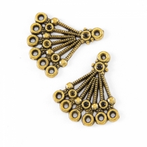 Коннектор-Сеттинг Веер, под Стразы, 7 отверстий, Бижутерный сплав, Античное Золото, 28х24х1.5мм, Отв-тие:1.5мм, Под Стразы 1~2мм. (УТ000007492)