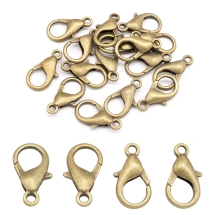 Застежка Карабин-Лобстер из Сплава, Бронзовый Цвет, 21х12мм, Отверстие 2мм, (УТ000007621)