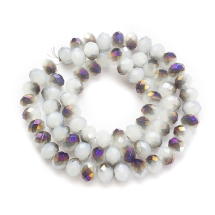 Бусины Гальваника Стекло, под Нефрит, Полупокрытие, Граненые, Рондель, Цвет: Фиолетовый, Размер: 8х5мм, Отв. 1мм, около 72шт/36см/нить, (УТ000007648)