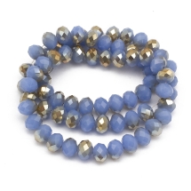 Бусины Гальваника Стекло, под Нефрит, Полупокрытие, Граненые, Рондель, Цвет: Синий, Размер: 8х5мм, Отв. 1мм, около 72шт/36см/нить, (УТ000007649)