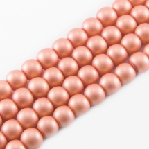 Жемчуг Бусины Стеклянные, Матовые, Круглые, Цвет: Розовато-оранжевый, Диаметр: 6мм, Отв. 1мм, около 145шт/87см/нить, (УТ000007672)