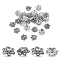 Шапочки для Бусин Металлические, Цветок, Цвет: Античное Серебро, Размер: 9.5х10х3мм, Отверстие 1.5мм, (УТ000007712)