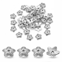 Шапочки для Бусин Металеві, Квітка, Колір: Античне Срібло, Розмір: 11х2.5мм, Отвір 1мм, (УТ000007720)