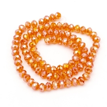 Бусины Гальваника Стекло АВ-Цвет, Граненые, Рондель, Цвет: Оранжевый, Размер: 6х4мм, Отв-тие: 1мм, около 100шт/46см/нить, (УТ000007741)