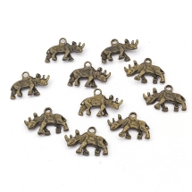 Кулон Носорог, Металл, Цвет: Бронза, Размер: 18х13х3мм, Отверстие 1.5мм, (УТ000007838)