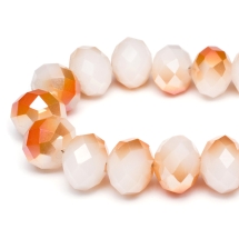 Намистини Гальваніка Скло, під Нефрит, напів, Грановані, Рондель, Колір: Помаранчевий, 8х5мм, Отвір 1мм, близько 72шт / 36см / нитка, (УТ000007864)