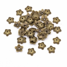Шапочки для Бусин Металеві, Квітка, Колір: Бронза, Розмір: 11х2.5мм, Отвір 1мм, (УТ000007880)