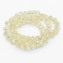 Бусины Гальваника Стекло АВ-Цвет, Граненые, Рондель, Цвет: Желто-бежевый, Размер: 8х5мм, Отв-тие: 1мм, около 70шт/42см/нить, (УТ000007883)