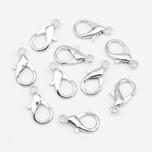 Застежка Карабин-Лобстер, Металлический Сплав, Цвет: Платина, Размер: 21х12мм, Отверстие 2мм, (УТ000007898)