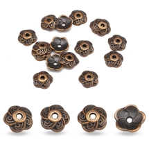 Шапочки для Бусин Металеві, Квітка, Колір: Мідь, Розмір: 9х9х2.5мм, Отвір 1мм, (УТ000007906)