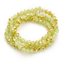 Бусины Гальваника Стекло, под Нефрит, Полупокрытие, Граненые, Рондель, Цвет: Хаки, Размер: 6х4мм, Отв. 1мм, около 100шт/40см/нить, (УТ000007914)