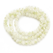 Бусины Гальваника Стекло, под Нефрит, Полупокрытие, Граненые, Рондель, Светло-зеленый, 6х4мм, Отв. 1мм, около 100шт/40см/нить (УТ000007915)