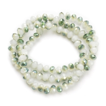 Бусины Гальваника Стекло, под Нефрит, Полупокрытие, Граненые, Рондель, Цвет: Зеленый, Размер: 6х4мм, Отв. 1мм, около 100шт/40см/нить, (УТ000007916)