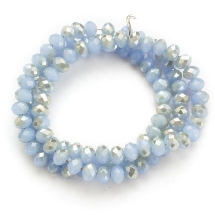 Бусины Гальваника Стекло, под Нефрит, Полупокрытие, Граненые, Рондель, Голубой Лайт, 6х4мм, Отв. 1мм, около 100шт/40см/нить (УТ000007917)