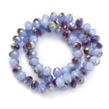 Бусины Гальваника Стекло, под Нефрит, Полупокрытие, Граненые, Рондель, Темно-бирюзовый, 8х5мм, Отв. 1мм, около 72шт/36см/нить (УТ000007923)