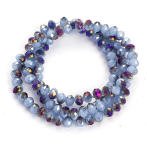 Бусины Гальваника Стекло, под Нефрит, Полупокрытие, Граненые, Рондель, Темно-бирюзовый, 6х4мм, Отв. 1мм, около 100шт/40см/нить (УТ000007929)