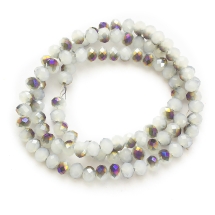 Бусины Гальваника Стекло, под Нефрит, Полупокрытие, Граненые, Рондель, Фиолетовый, 6х4мм, Отв. 1мм, около 100шт/40см/нить (УТ000007930)