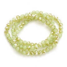 Бусины Гальваника Стекло, под Нефрит, Полупокрытие, Граненые, Рондель, Темно-зеленый, 6х4мм, Отв. 1мм, около 100шт/40см/нить (УТ000007931)