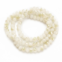 Бусины Гальваника Стекло, под Нефрит, Полупокрытие, Граненые, Рондель, Зеленый Лайт, 6х4мм, Отв. 1мм, около 100шт/40см/нить (УТ000007936)