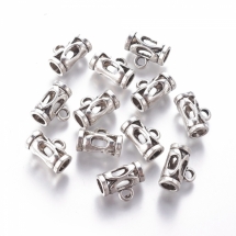 Бейл Бижутерный сплав Трубка, Тибетский Стиль, Цвет: Античное Серебро, Размер: 7.5х14мм, Отверстие 2.5мм и 5мм, (УТ000001324)