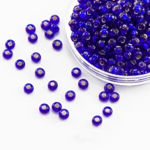 Бисер 37100 Чешский Preciosa 10/0, Прозрачный с серебряной полосой TSL, Синий, Круглый, (УТ0001879)