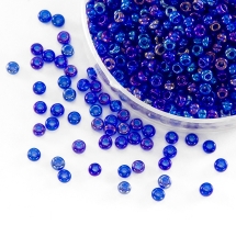 Бісер 61300 Чеський Preciosa 10/0, Прозорий райдужний TR, Синій, Круглий, (УТ0001947)