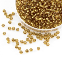 Бисер 17050 Чешский Preciosa 10/0, Прозрачный с серебряной полосой TSL, Золотой, Круглый, (УТ0001963)