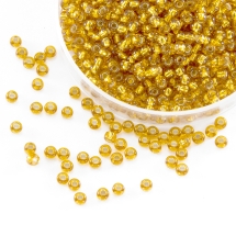 Бисер 17020 Чешский Preciosa 10/0, Прозрачный с Серебряной Полосой TSL, Золотой, Круглый, (УТ0001967)