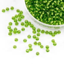 Бісер 57430 Чеський Preciosa 10/0, Прозорий зі срібною смугою TSL, Зелений, Круглий, (УТ0001968)