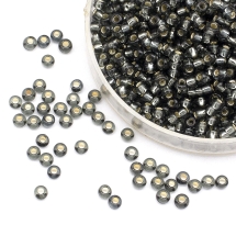 Бісер 47010 Чеський Preciosa 10/0, Прозорий з Срібною Смугою TSL, Чорний, Круглий, (УТ0001969)