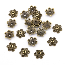 Шапочки для Бусин Цветок Сплав, Бронзовый Цвет, 9.5х10х3мм, Отверстие 1.5мм, (УТ0001806)