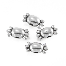 Намистини Металеві, Цукерка, Колір: Античне Срібло, Розмір: 5х12х5мм, Отвір 1мм, (УТ0002092)