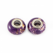 Шармы Евробусины Натуральный Регалит, со Вставкой из Латуни, Рондель, Цвет: Индиго, Размер: 14х9мм, Отверстие 5мм, (УТ0002111)